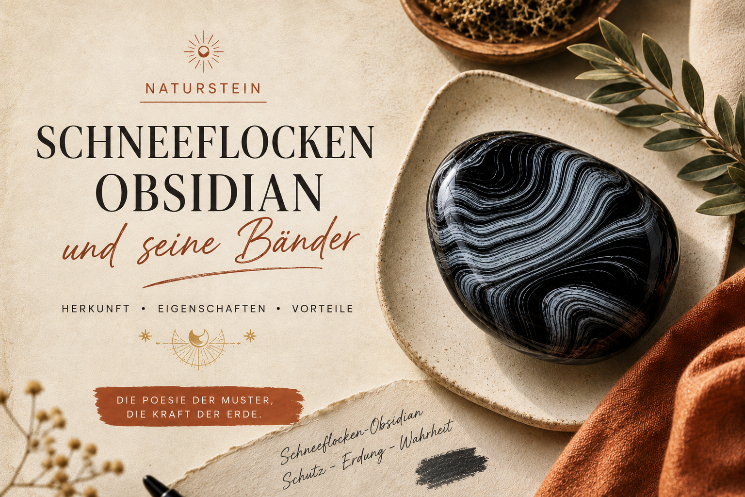 Mitternachtsspitze-Obsidian, dessen schwarze Bänder im Gegenlicht sichtbar werden