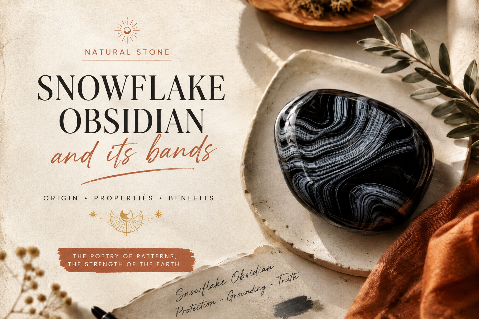 Midnight lace obsidian revealing its black ribbons when backlit