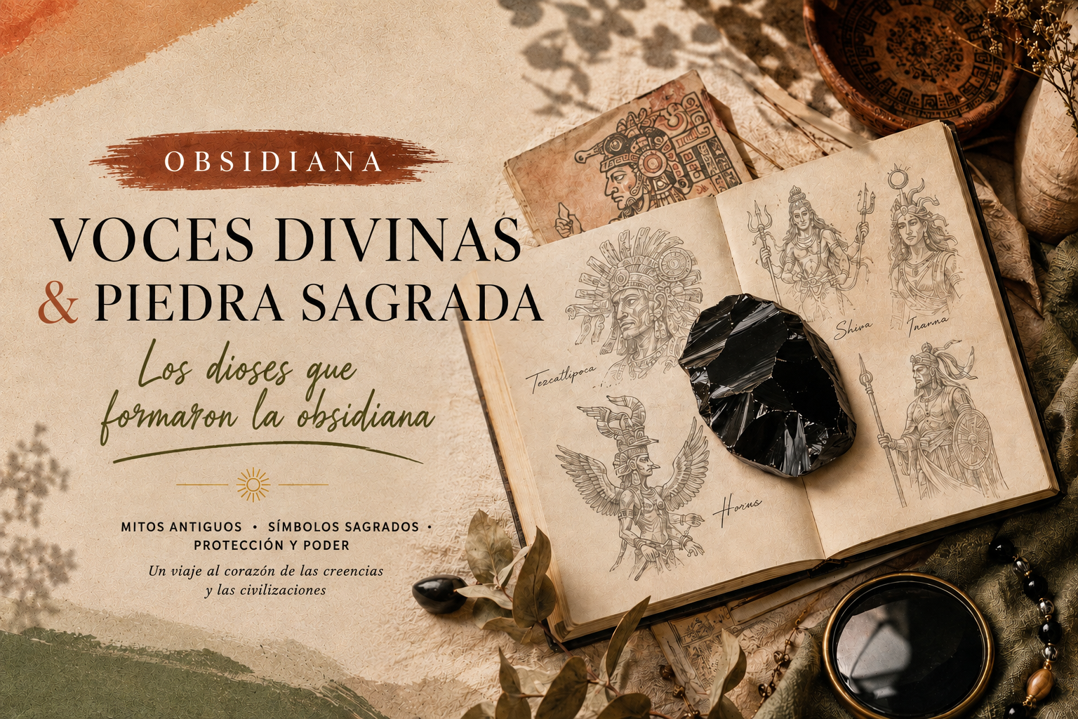 Todos los dioses asociados a la obsidiana Espejo de obsidiana negra pulida que evoca las divinidades mesoamericanas