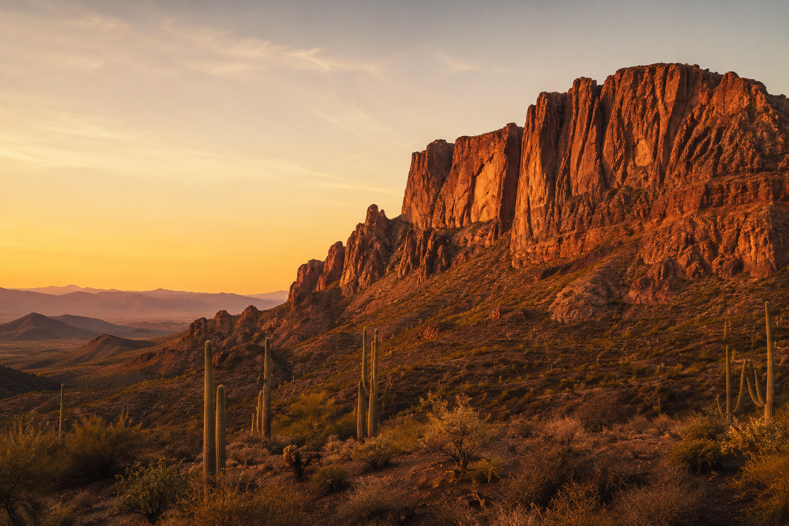 Falaise d'Apache Leap en Arizona au coucher du soleil