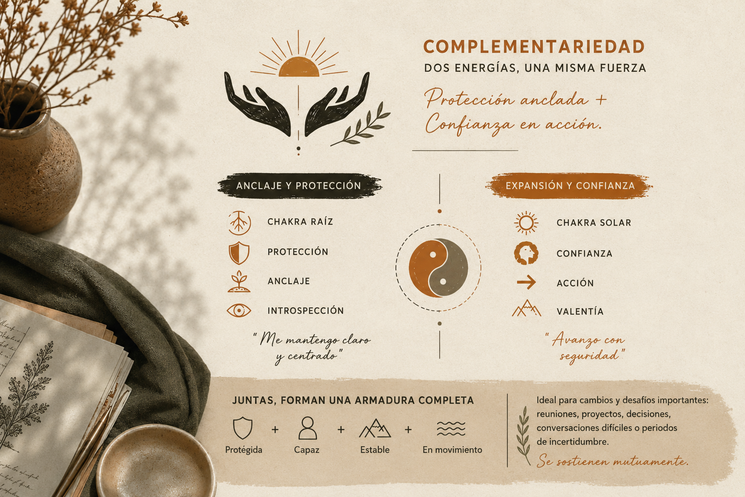 Complementariedad: la obsidiana y el ojo de tigre forman una armadura energética completa