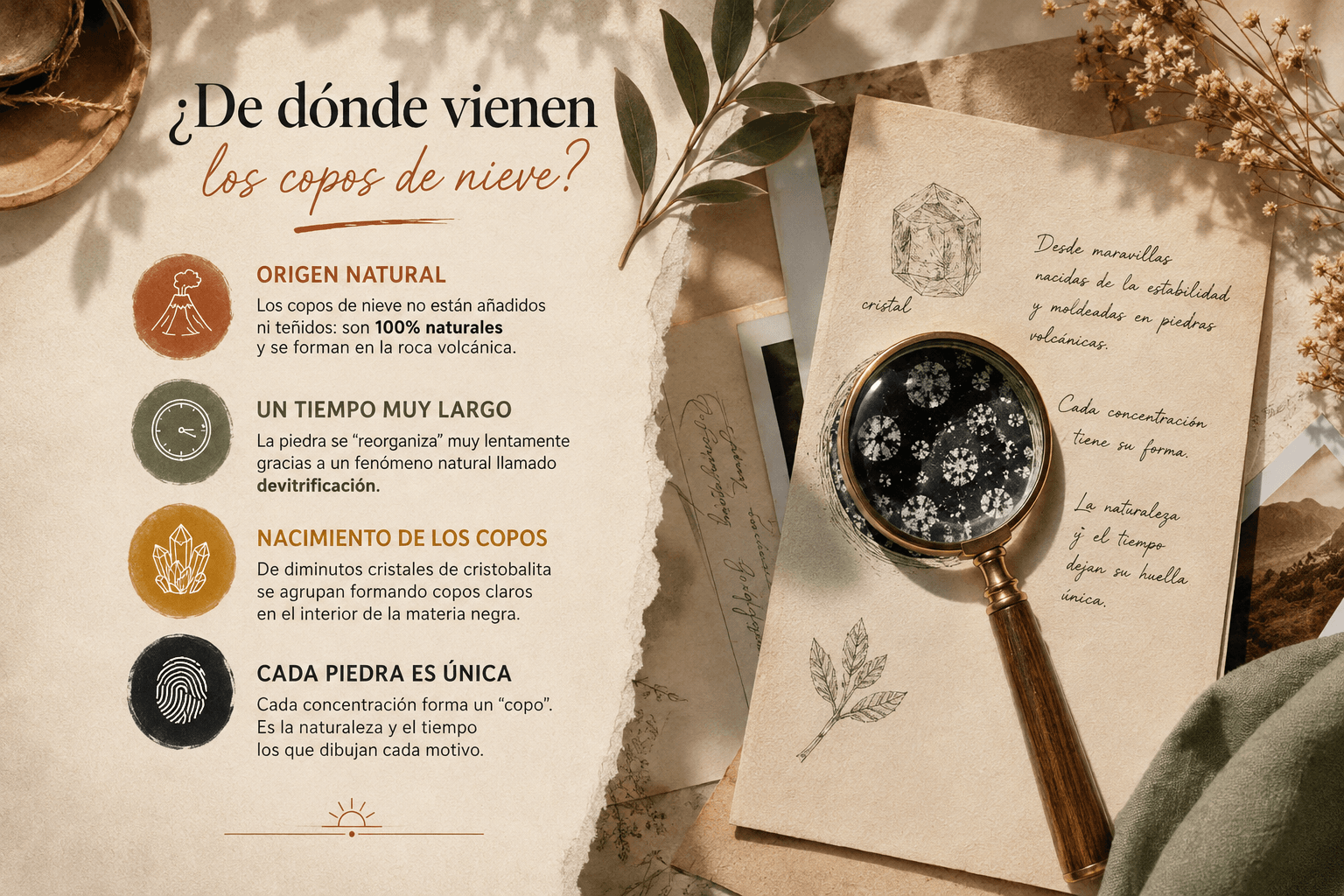 Primer plano de los copos de cristobalita de una obsidiana copo de nieve