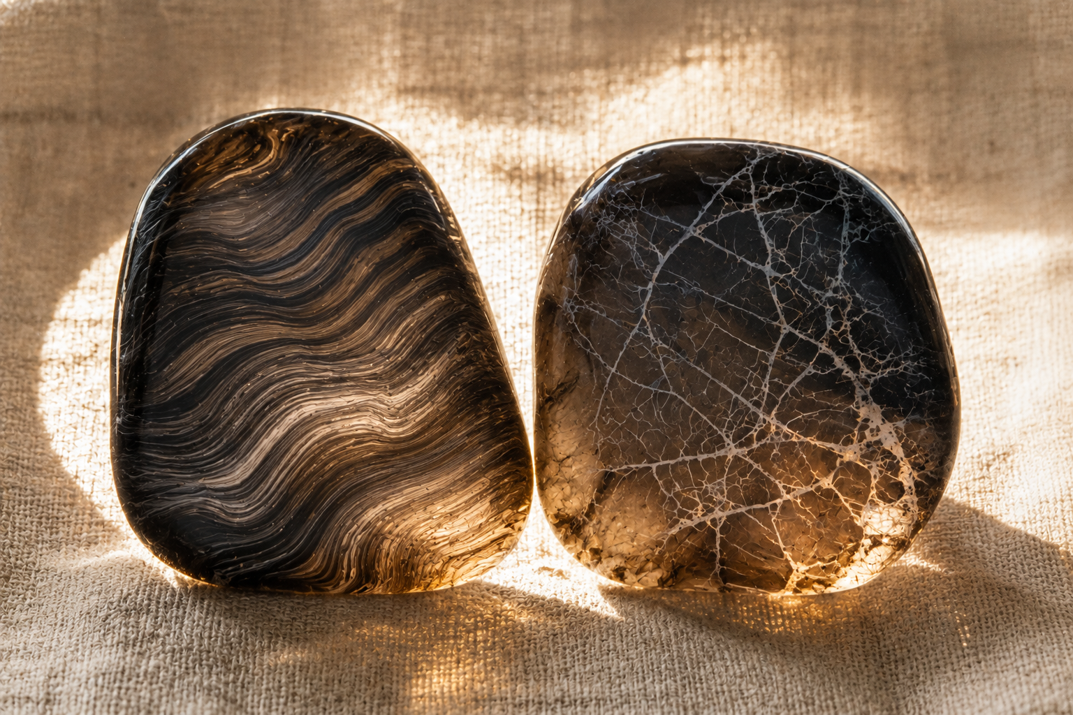L'obsidienne dentelle de minuit et ses rubans Comparaison entre obsidienne dentelle de minuit et obsidienne toile d'araignée