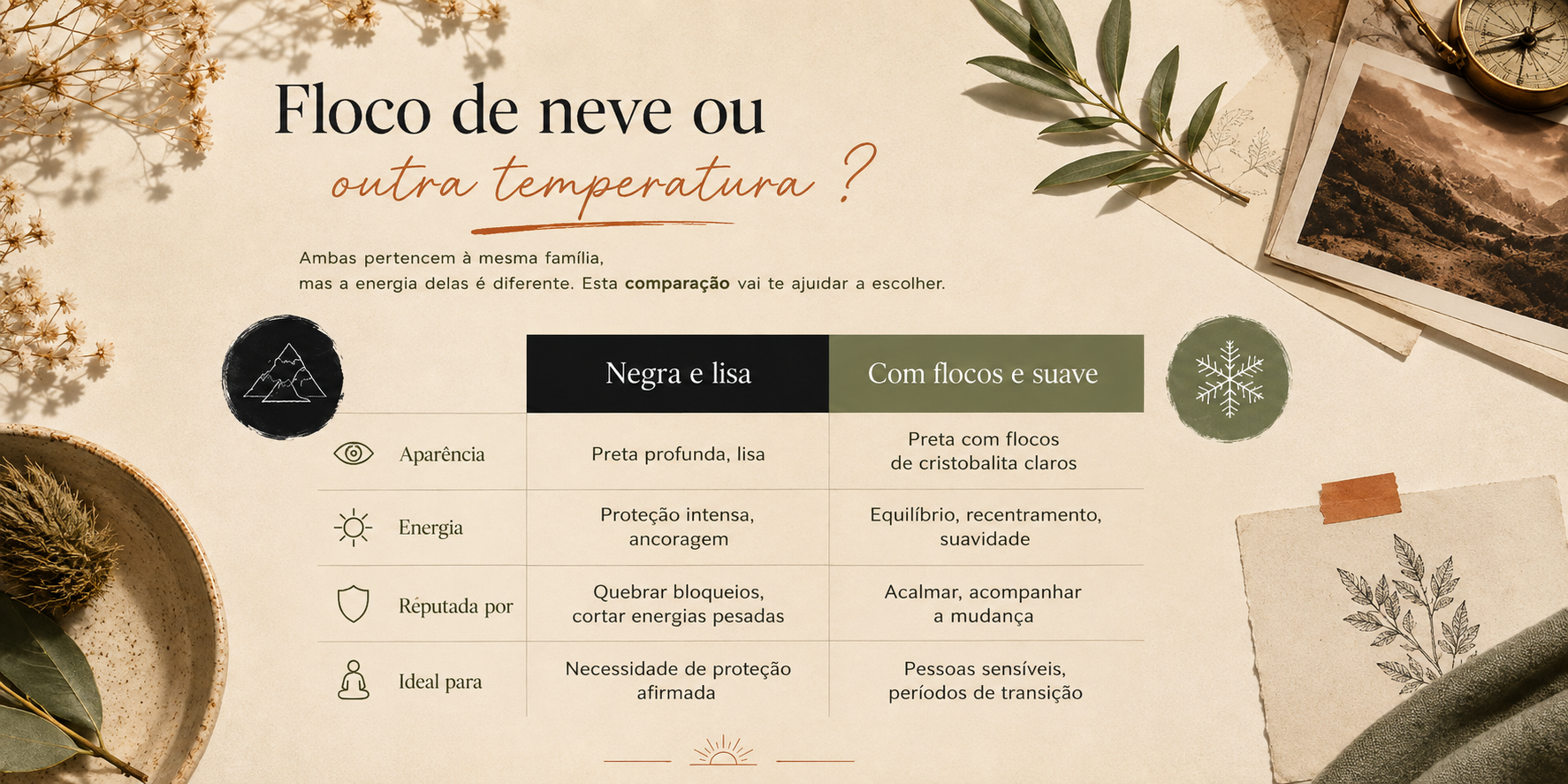 Obsidiana floco de neve: propriedades, significado e origem Comparação entre uma obsidiana negra lisa e uma obsidiana floco de neve salpicada