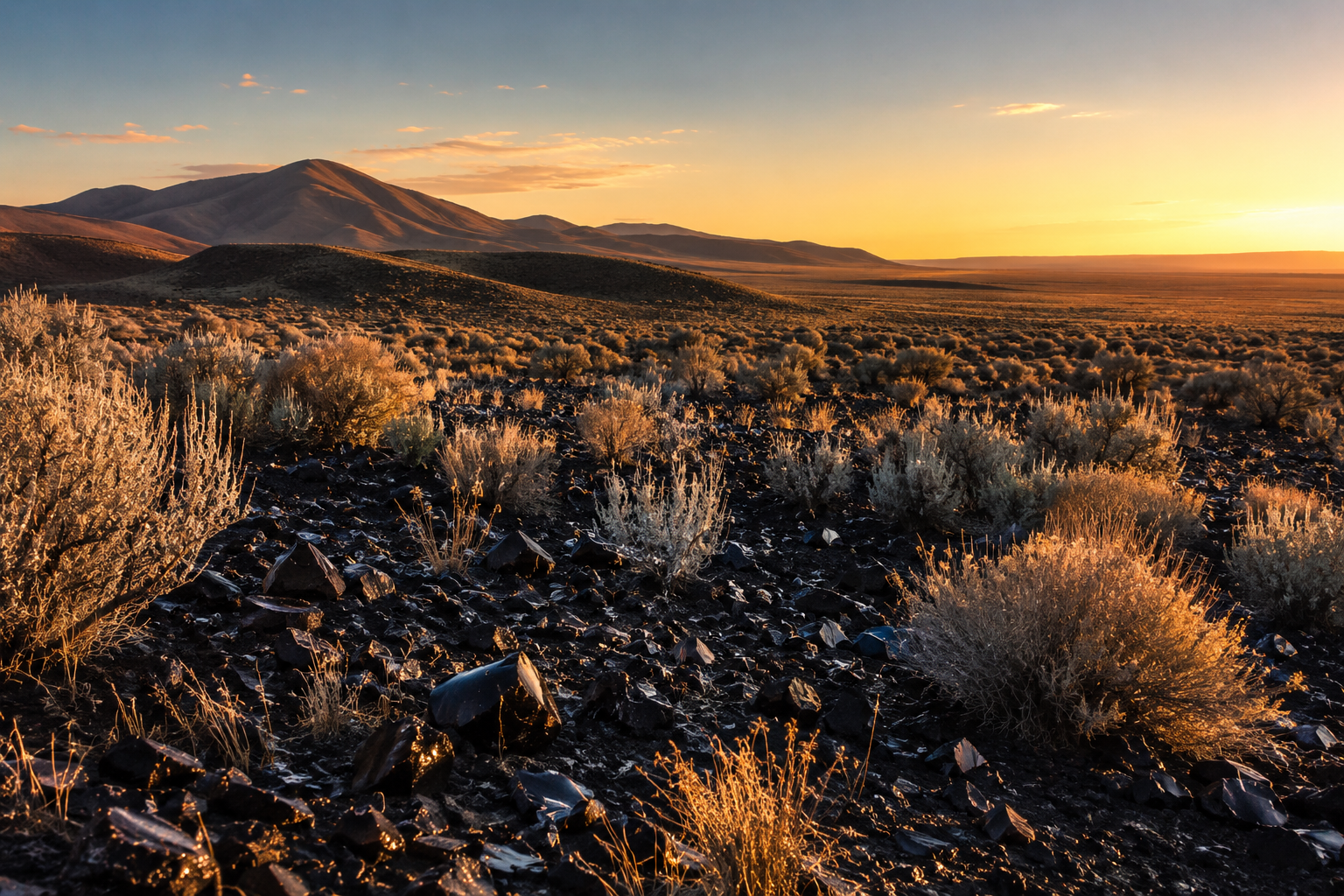 Paysage volcanique de Glass Buttes dans l'Oregon