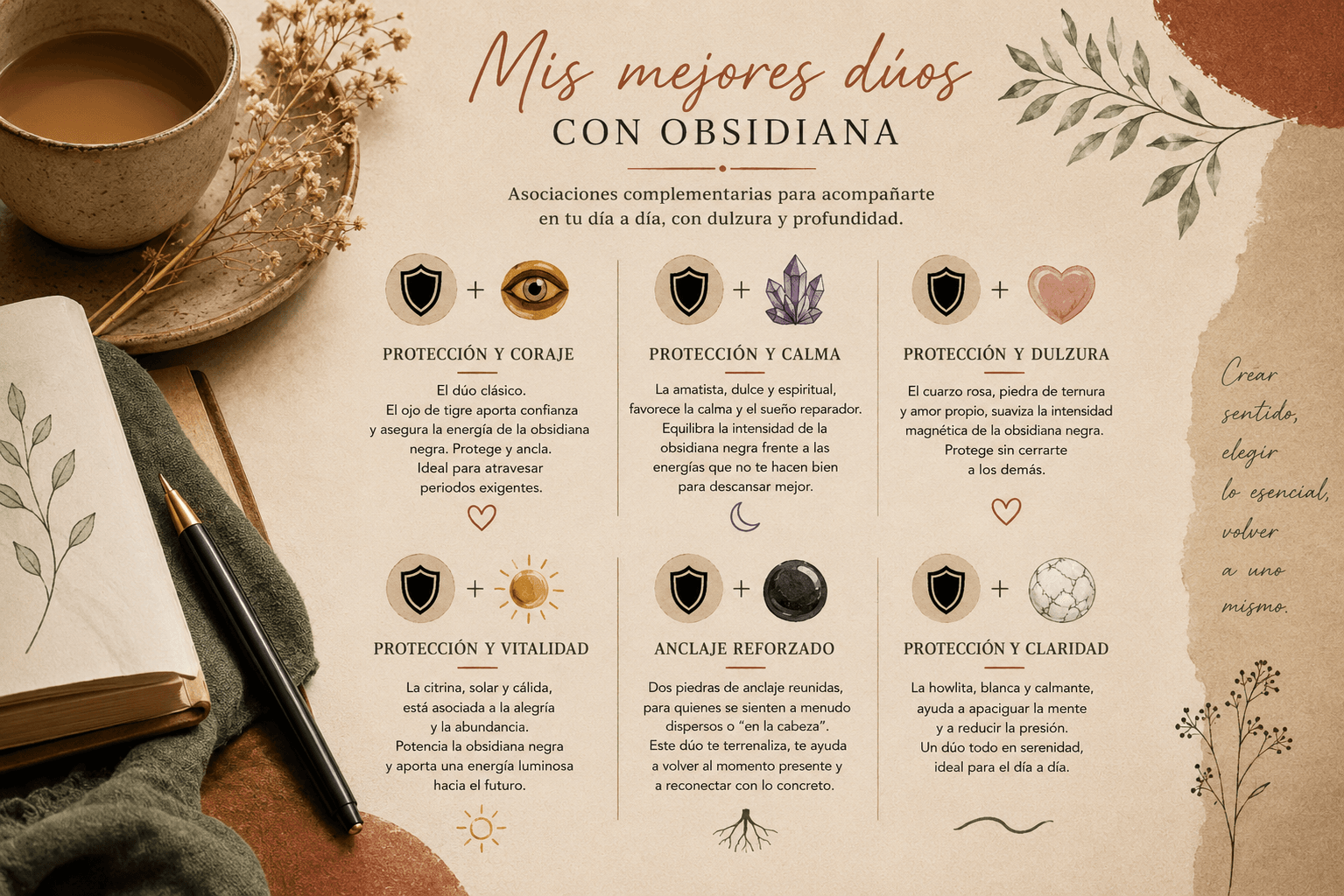 Pulsera que combina cuentas de obsidiana negra y de ojo de tigre