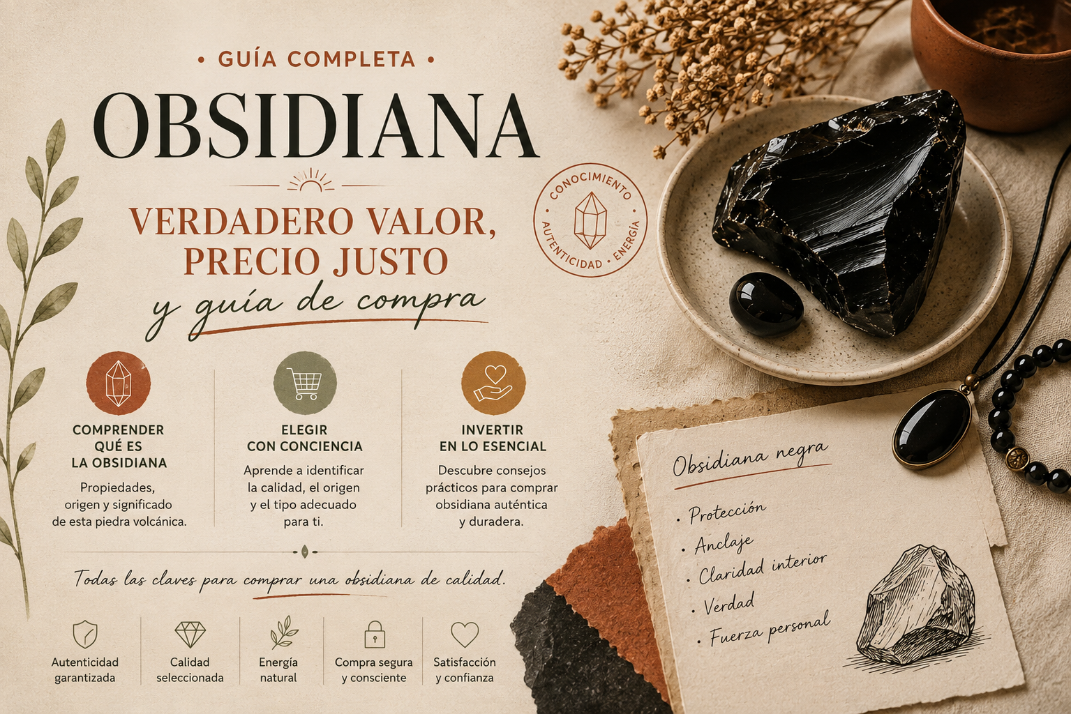 Entender el valor real y el precio justo de una joya de obsidiana hecha a mano