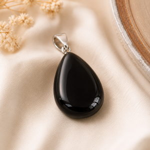 obsidienne noire pendentif goutte