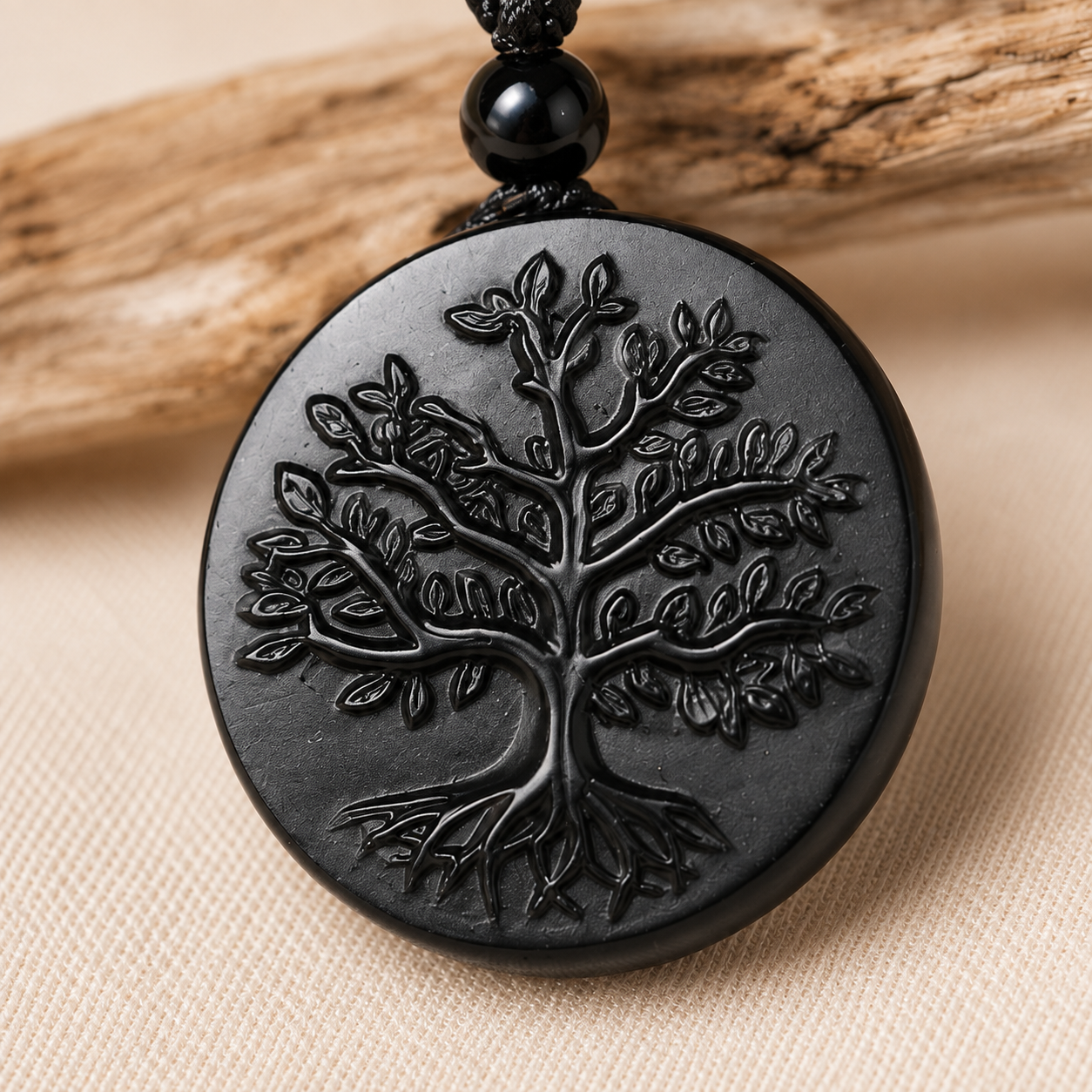 Pendentif Arbre de Vie en Obsidienne Noire pendentif arbre de vie obsidienne Pierre