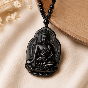 pendentif bouddha obsidienne