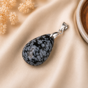 pendentif obsidienne Flocon de Neige