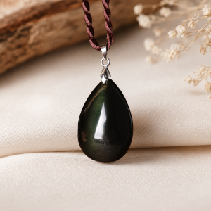 pendentif obsidienne oeil céleste argent