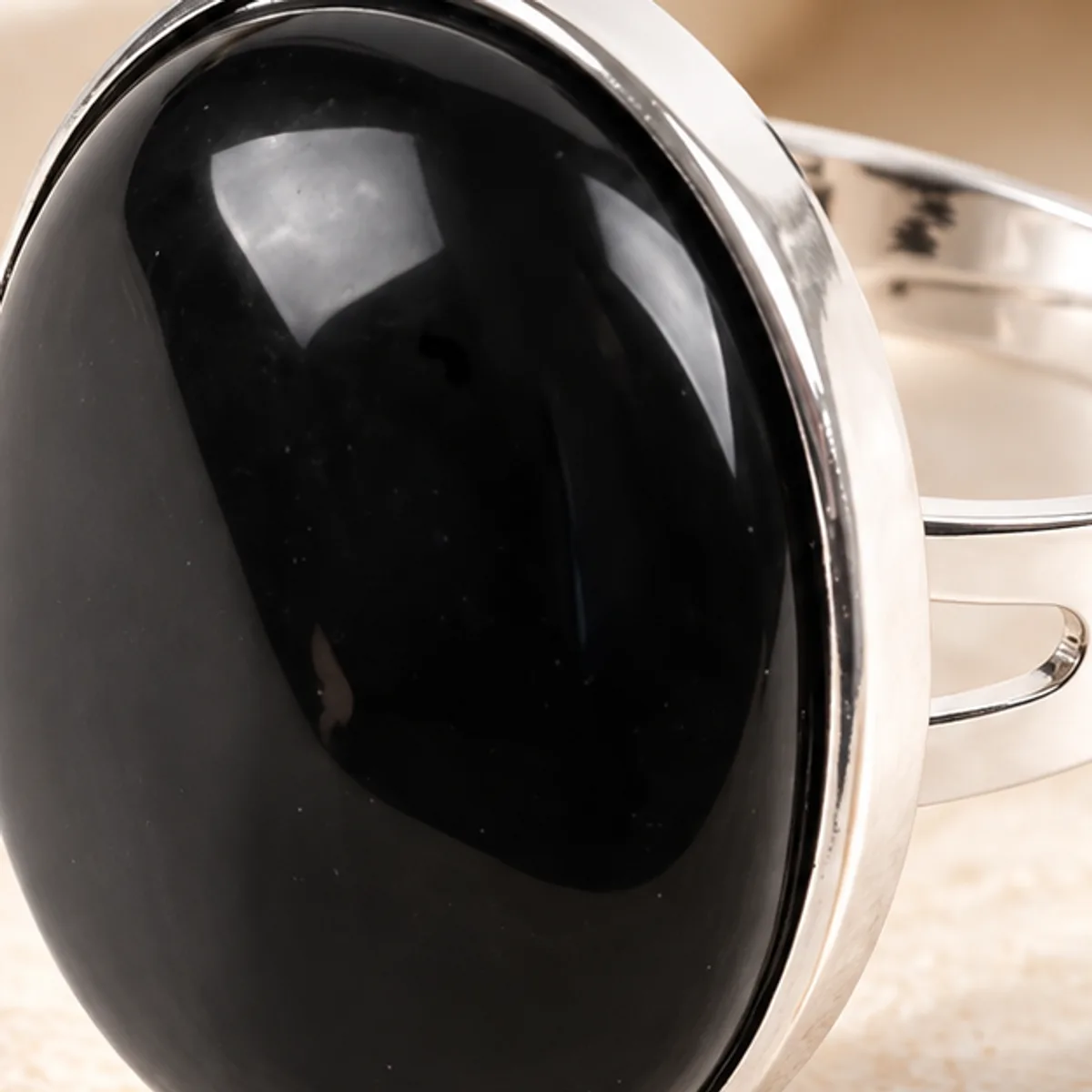 Bague obsidienne ovale ajustable alt3 =