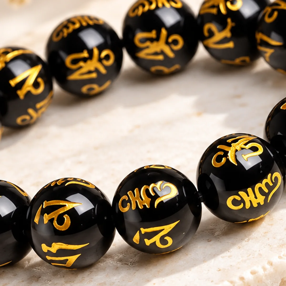 Bracelet mantra obsidienne 12 mm alt3 =